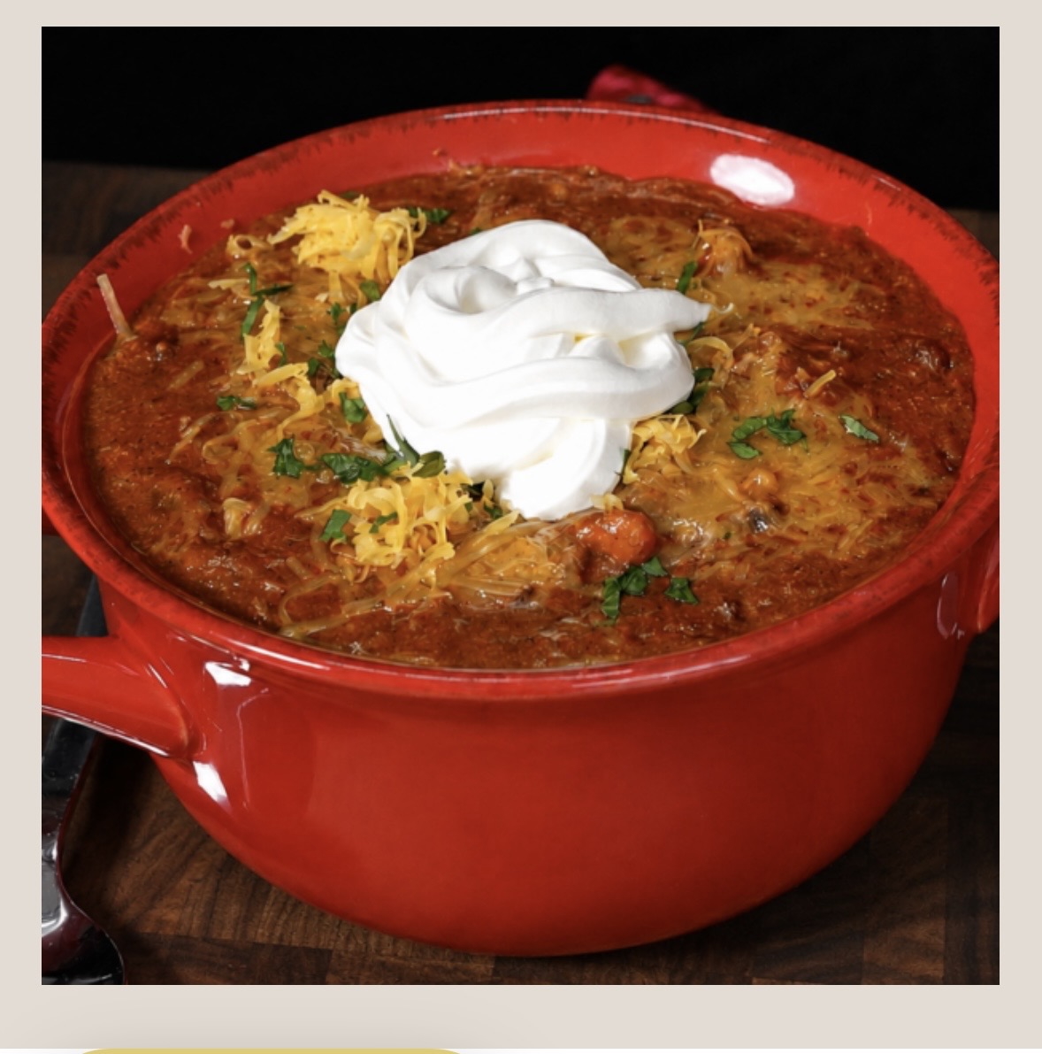Cajun Andouille Chili with Dolores Chili Brick